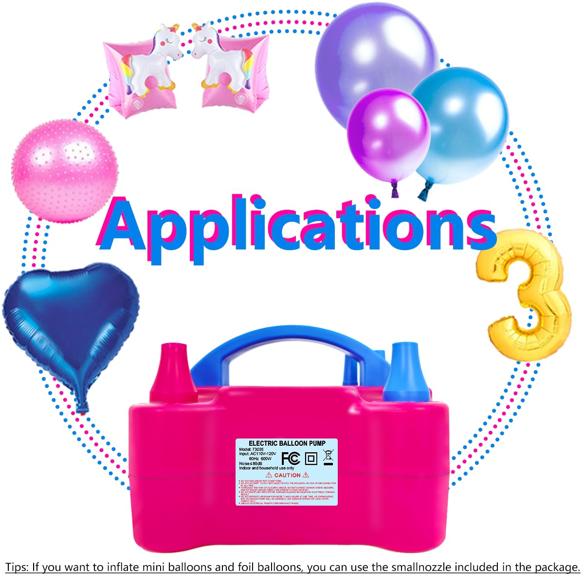 YEPVIE Electric Balloon Pump, Portable 2 Modes Balloon Blower Machine with 14 Balloon Arch Kits, Air Pump for Balloon, Balloon Inflator for Party Decoration