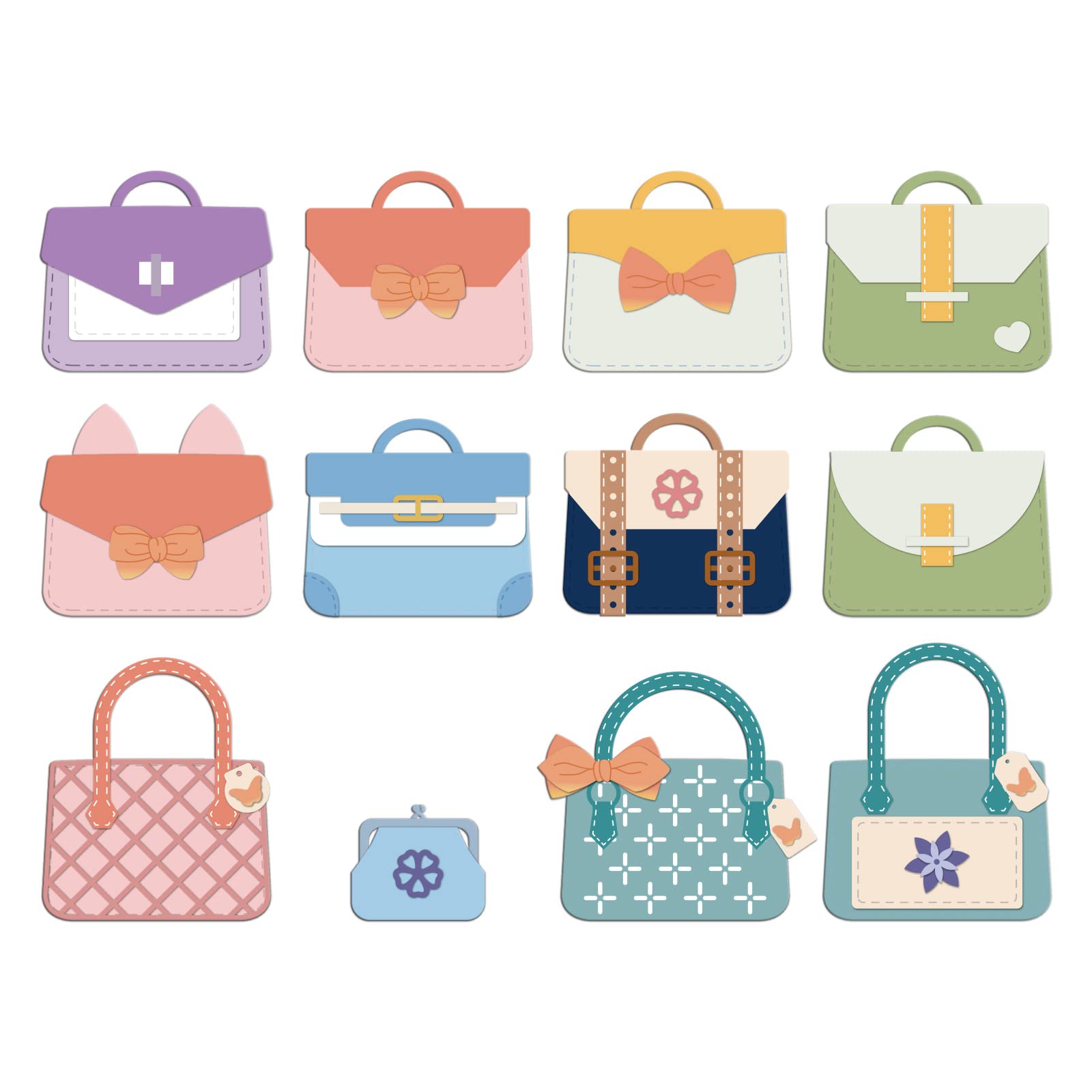 INFUNLY 43pcs Handbag Cutting Dies Metal Purse DIY Stencils with Bow Tie for Card Making Scrap-Booking Photo Album Decorative