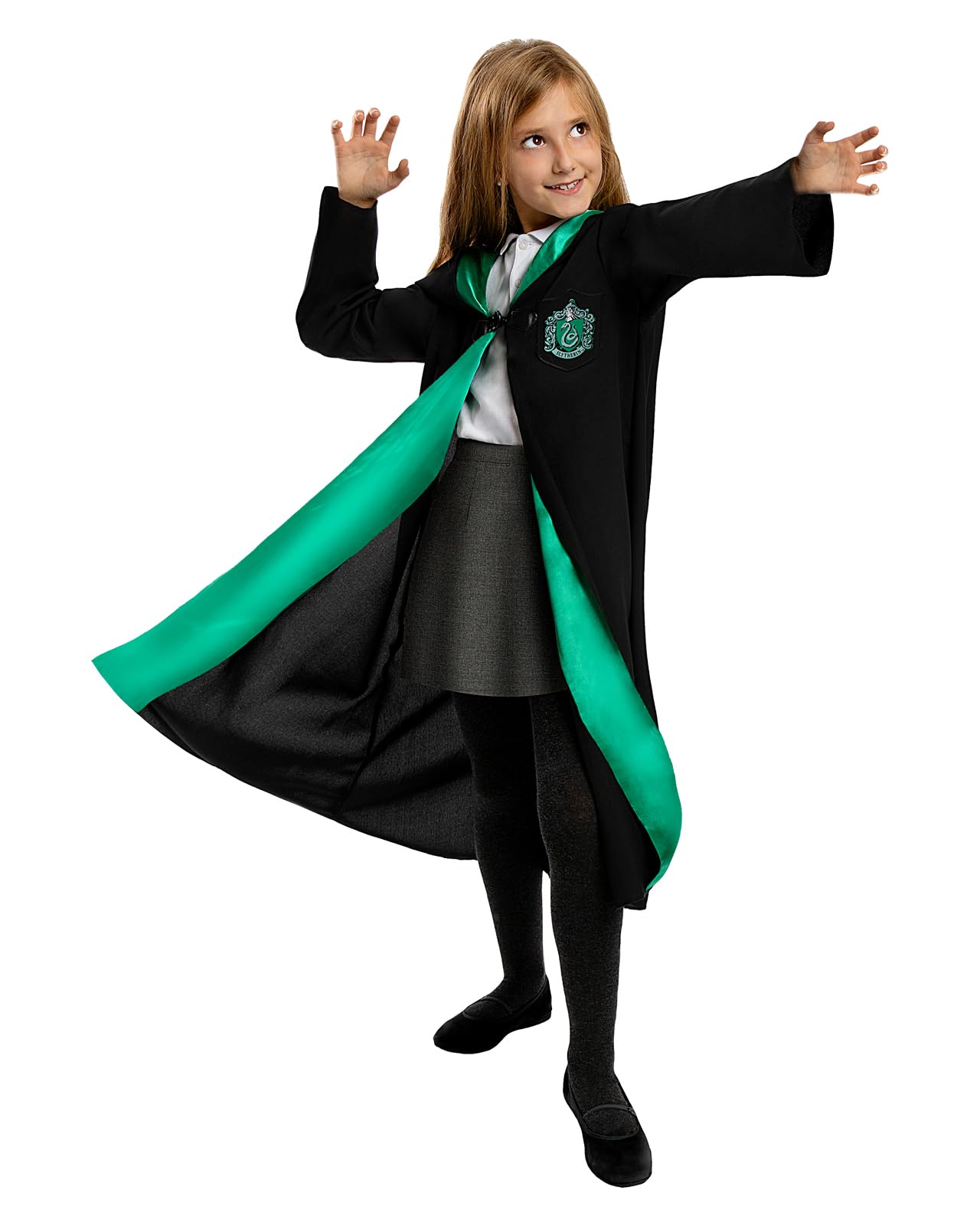 Funidelia Official Slytherin Harry Potter Costume for boys and girls, Includes: Tunic with printed patch, Size 5-6 years - Outfit for kids for Parties, Carnival and Halloween
