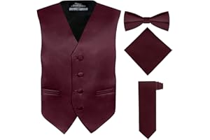 S.H. Churchill & Co. Boy's 4 Piece Vest Set, with Bow Tie, Neck Tie & Pocket Hankie