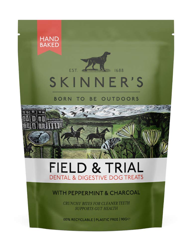 Skinner's Field & Trial Dog Treats - Dental & Digestive with Peppermint & Charcoal, 90g x 8 Pouches