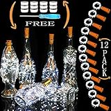 Cooo Wine Bottle Lights 12 Pack 20 Led Lamp 36 Pre-Installed+12 Replacement Batteries Included with Fairy Light Copper Wire is 7 ft Used Indoor Outdoor Lights Decoration Halloween(Cool White)