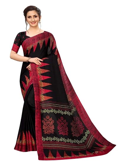 RAJESHWAR FASHION WITH RF Womens Kota Doria Jute Cotton Saree with Blouse Piece (VEERA 03 BLACK_Black)