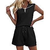 Glamaker Women's Two Piece Short Sets Summer Lounge Sweatsuits Air Essentials Sleeveless Outfits Travel Tracksuit