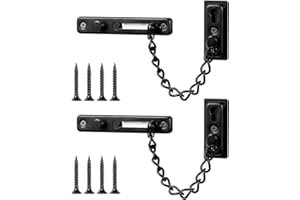 2 Pack Door Chain Lock with 8 Screws, Stainless Steel Security Door Latch Lock Home, Apartment, Hotel, Bedroom