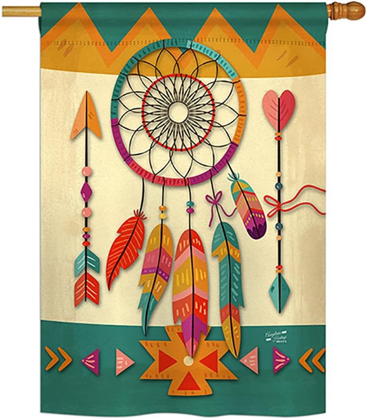 Angeleno Heritage - Tribal Dreamcatcher Country & Primitive - Everyday Southwest Impressions Decorative Vertical House Flag 28" x 40" Printed in USA