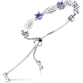 Belinda Jewelz 925 Sterling Silver Adjustable Women's Leaf Design Bracelet for Large & Small Wrist, Round Gemstone, Designer Bolo Link Chain, Bridesmaid Wedding Jewelry, Birthday Gift