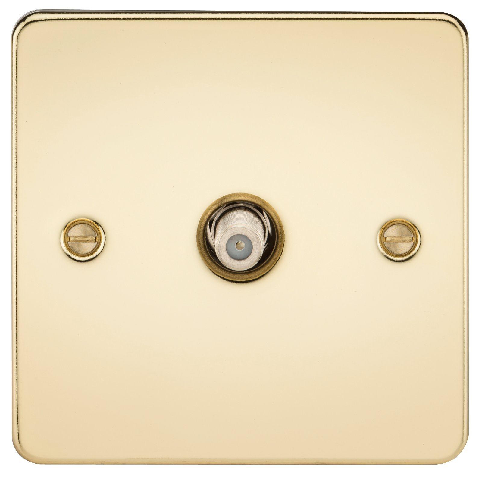 Knightsbridge FPAV0150PB Flat Plate 1G Sat Tv Outlet (Non-Isolated) -Polished Brass