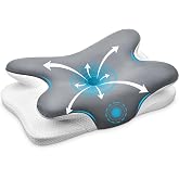 Ehomfory Cervical Neck Pillow, Ergonomic Memory Foam Pillows for Neck Pain Relief with Breathable Pillowcase, Adjustable Contour Neck Support Pillow for Side Back Stomach Sleepers, Gray