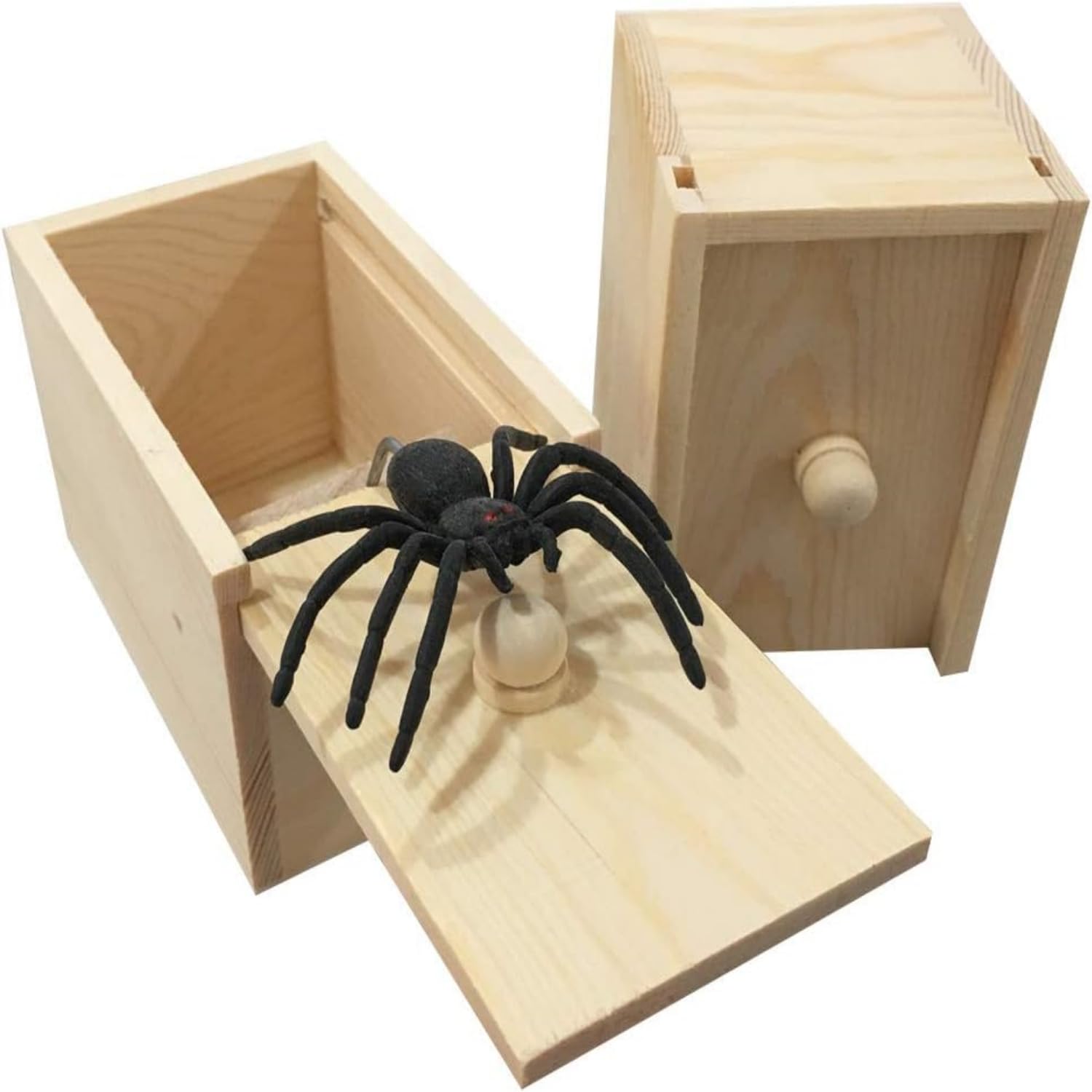 Fltengle Original Spider Scare Prank Box 1Pcs,Handmade Fun Joke Scarebox Toy, Hilarious Wooden Scare Box,Practical Christmas Gift Toy Prank for Kids Adults