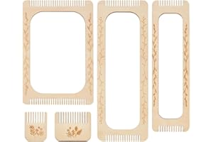 BENECREAT 5 Pcs Rectangle Weaving Loom Kit, 5 Styles Bookmark Weaving Tool, Loom Tool for Beginners and Weaving Enthusiasts