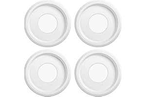 Moukeren 4 Pieces Ceiling Medallion Molded PU Ceiling Fan Medallions for Light Fixtures 9.8" OD x 4" ID Smooth White Finish Light Cover for Home Chandeliers Round Ring Plate Decor