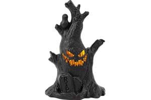 LIFNATTY Halloween Tree, Scary Halloween Decorations, Halloween Tree Night Light, Fall Tiered Tray Decor Tree Lights Indoor, Fall Decorations for Home, Halloween Village Statue Haunted House