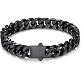 U7 Cuban Link Bracelets for Men Stainless Steel Wrist Bracelet Silver Black Gold Cuban Hand Chain Bracelet for Mens Women, 5/7/9/12mm Width, 7.5/8.3/9 Inch Length Classic Jewelry with Box Packed