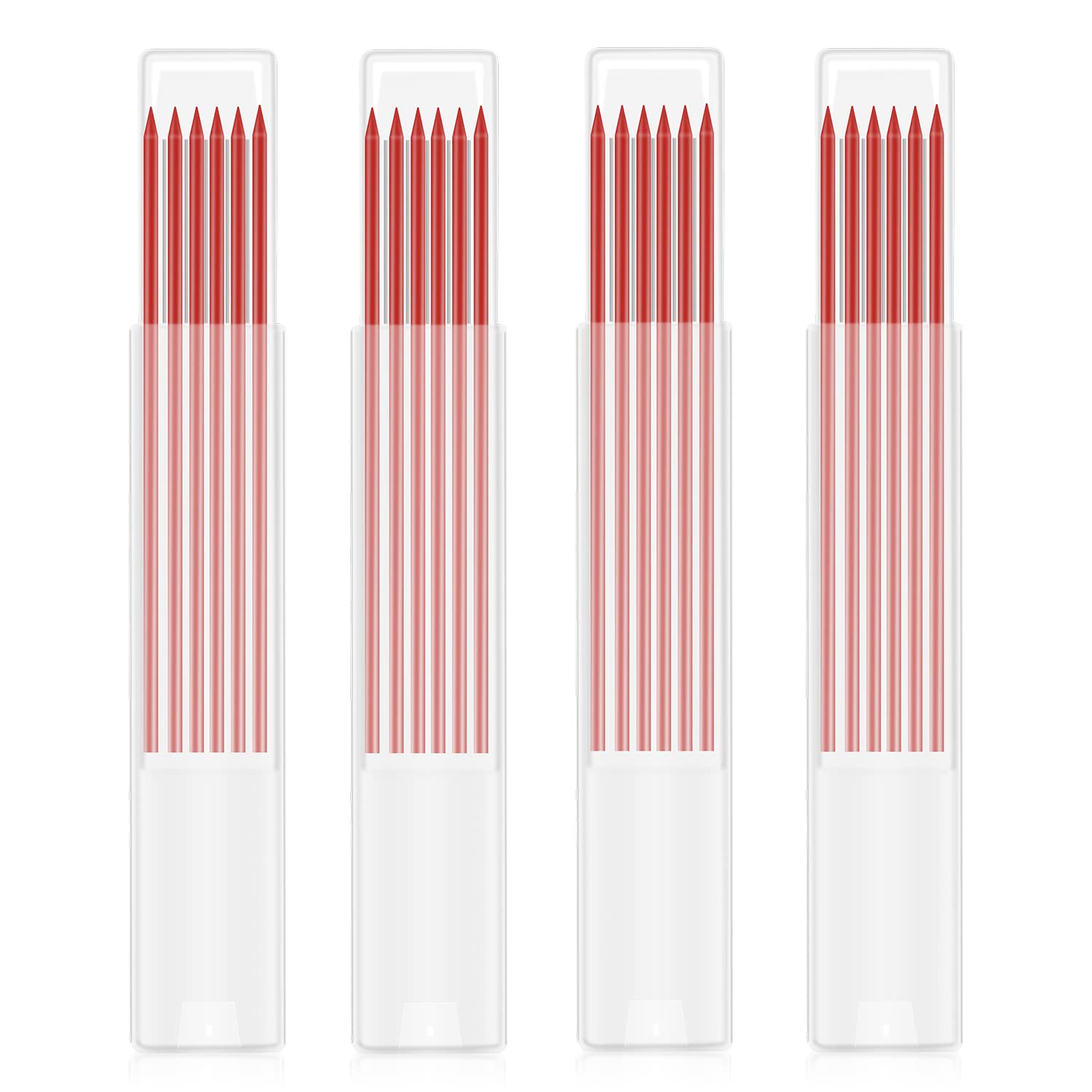 24 Pcs 2.8mm Refills, Solid Carpentry Refills for Mark Pencils Scriber Architect Drawing Marking (Red)