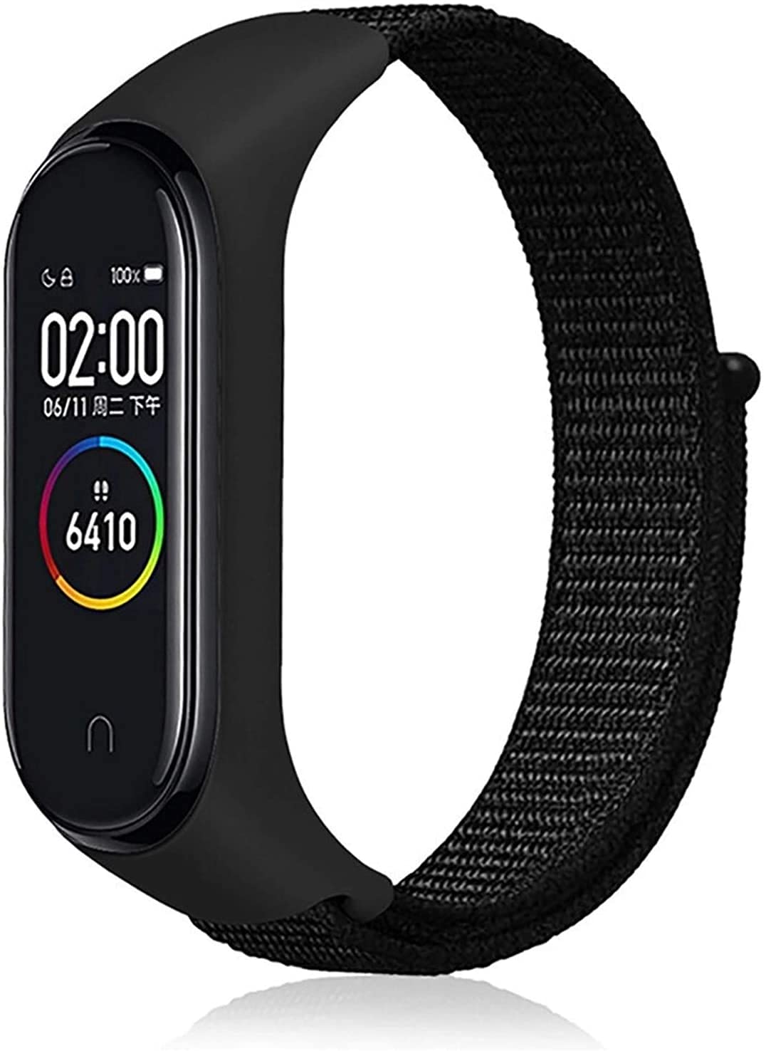 Niboow Strap Compatible with Xiaomi Mi Band 6/Mi Band 5/Mi Band 4/Mi Band 3/Amazfit Band 5, Nylon Soft Watch Band for Xiaomi Mi Band 6/Mi Band 5/Mi Band 4/Mi Band 3/Amazfit Band 5- Black