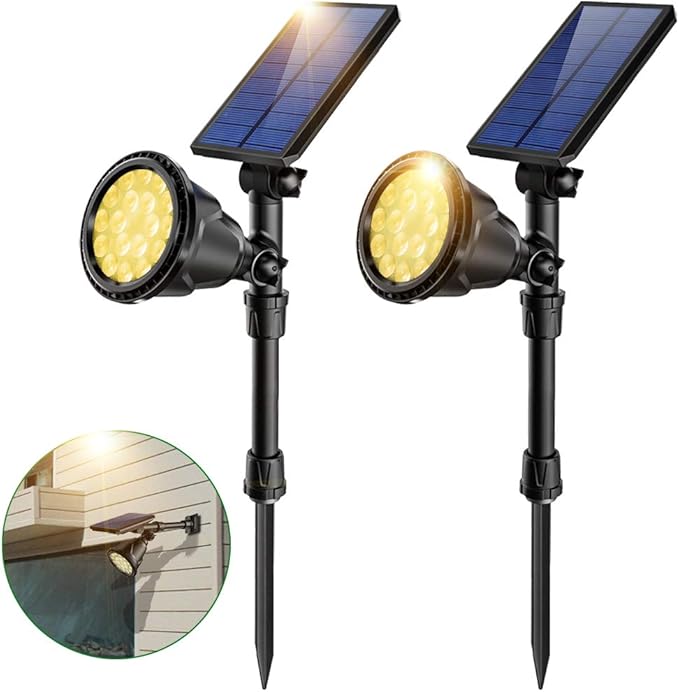 jsot solar lights outdoor 18 led security lights 2 lighting modes waterproof garden lamps for lawn pathway pond garage wall warm light 2 pack