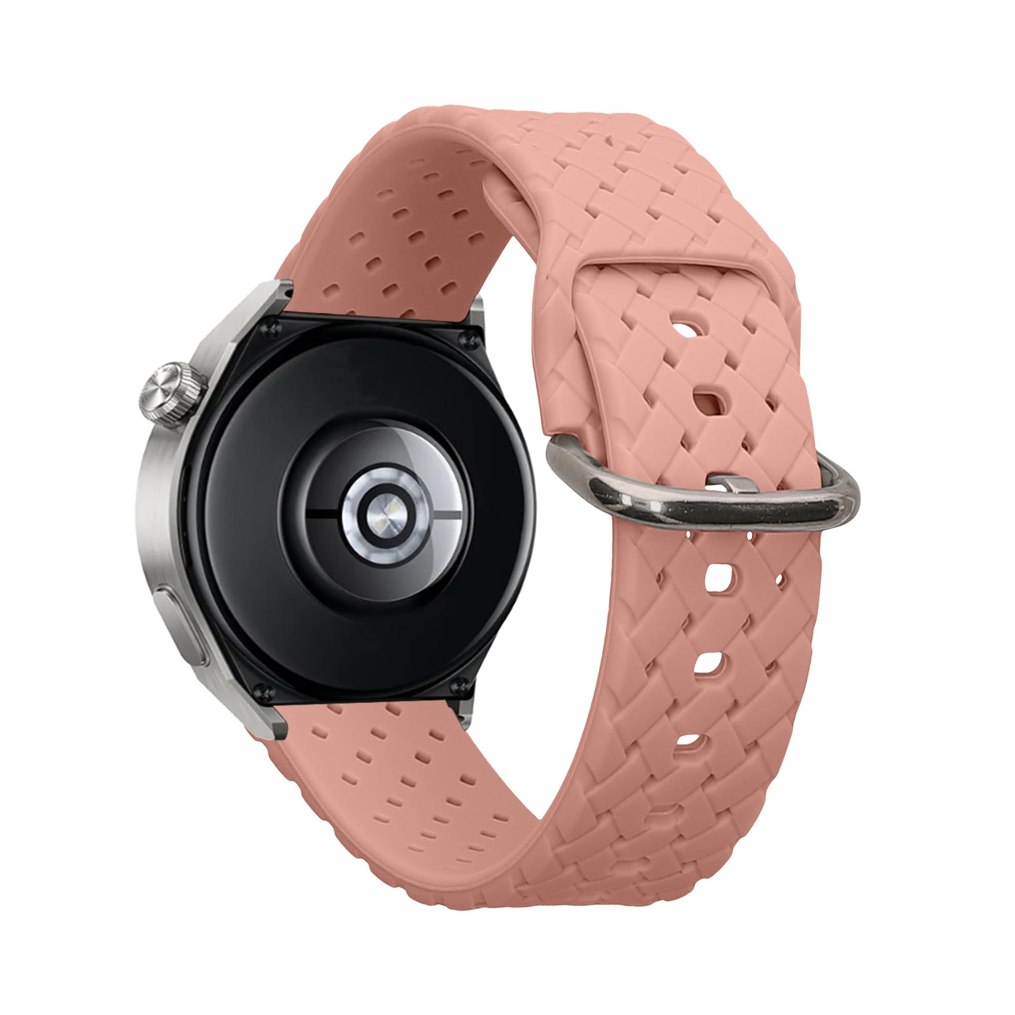 kwmobile Braided Silicone Strap Compatible with Huawei Watch GT 3 Pro (43mm) / Watch GT 3 (42mm) Strap - Replacement Watch Band - Dusty Pink