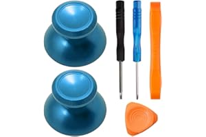 TOMSIN Metal Thumbsticks for Xbox One/ PS4 Controllers, Aluminum Joysticks Replacement Parts for Xbox One S (2 Pcs) (Blue)