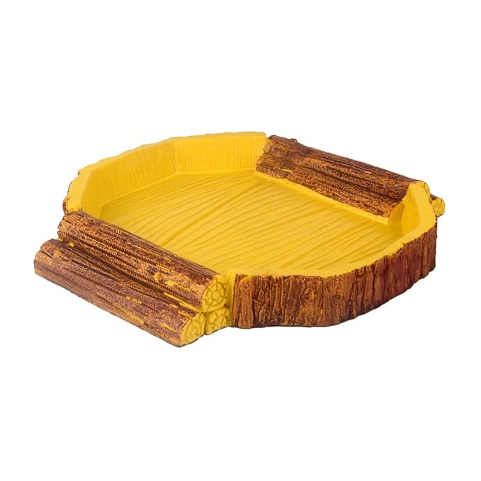 SENZEAL Eidechse Essen Schüssel Harz Reptilien Feeder Wasser Schüssel für Schildkröte Gecko Schlange Chameleon Gelb