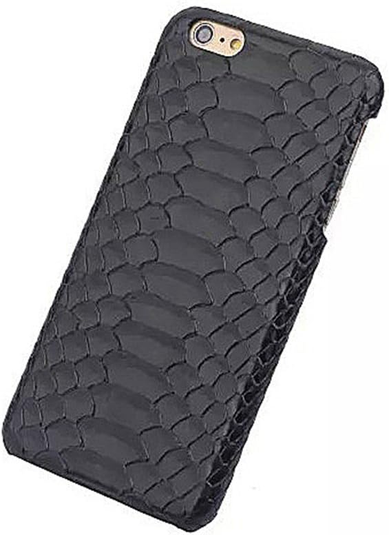 Levanpro Cattle Hide Full Grain Genuine Leather Case Python Embossed Leather Cover for iPhone 6 Plus / iPhone 6S Plus (Black)