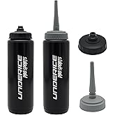 UICE Water Bottle with Straw,1 Liter Easy Squeeze Bottles for Hockey Straight Long Straw Built In Finger Grip,Sports Water Bottle for Football, Lacrosse, Boxing,Fitness-Black