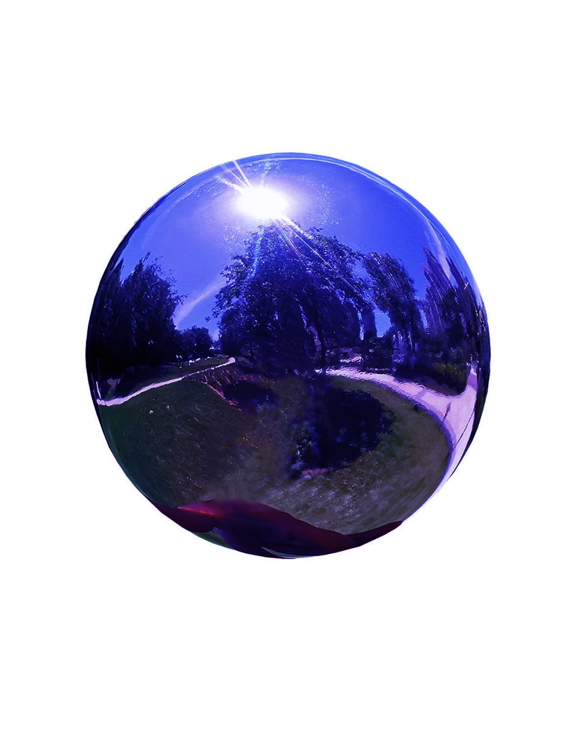 Pangmao Blue Gazing Globe Mirror Ball in Stainless Steel, Shiny Hollow Sphere Sparkling Housewarming Outdoor Ornament (6 Inch)