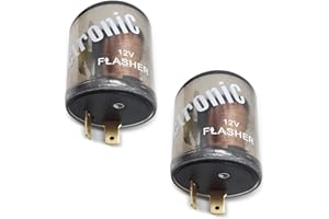 DYEKNEE 2 PCS Automotive 2-pin 12V Flasher, 1.69" x 1.34" Waterproof Round Housing Heavy Duty Turn Signal Standard Flasher Relay Replacement, Repair Accessory, for Cars, Motorcycles (Transparent)