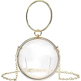 Acrylic Handbag Evening Clutch Bag, Small Round Ball Clear Purse for Women, Transparent Stadium Approved Crossbody Shoulder Bag for School Prom & Concerts (Not Compatible with Phone)