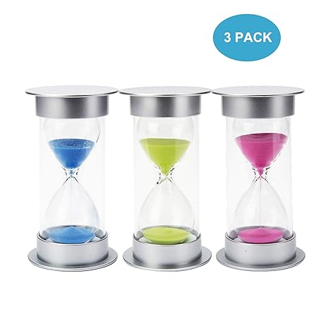 Besttimes Sand Timer Set 3 Packs 5/10/15 Minuten Sanduhr Glas Timer Uhr für Kinder Spiele Klassenzimmer Küche