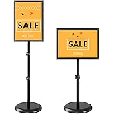 EBLIKI Sign Holder Stand 8.5x11 inch, Retractable Floor Standing Sign Stand, Heavy Duty Signage Stand with Snap-Open Frame Display for Shopping Malls, Business Store, Restaurants