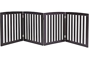 PET REPUBLIC Pet Gate Dog Gate Indoor for Doorways Stairs 82x24 Inch Dog Fence Extra Wide 4 Panel Wooden