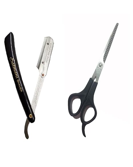 cutting hair with shaving razor