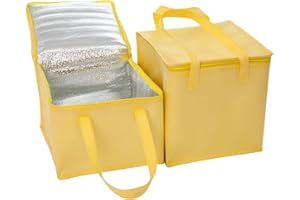 Heavyoff Insulated Reusable Grocery Bag with with zippered top Foldable Cooler Totes for Hot or Cold Food Delivery, Shopping
