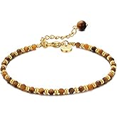 vissen Black/Green/Purple Gemstone Beaded Bracelet for Women Gold Plated Chain Bracelet Natural Stone Bracelet Adjustable Dainty Jewellery