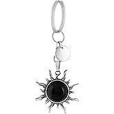 Sacina Gothic Boho Black Sun Keychain, Crystal Car Goth Keychain, Goth Accessories, Christmas Jewelry Gift for Women