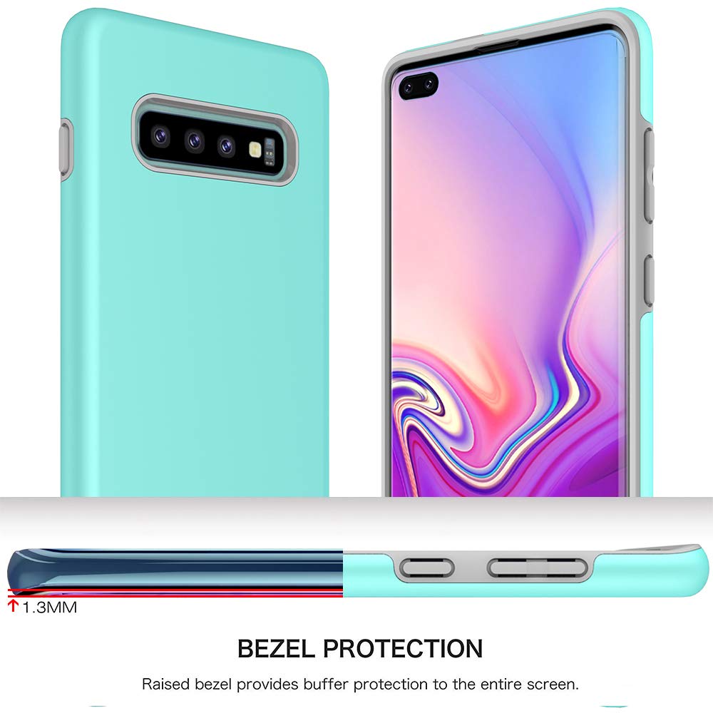 Galaxy S10 Plus Case, Androgate [Pearl Series] Hybrid Matte Protective Back Cover Bumper Case for Samsung Galaxy S10 Plus, Mint Green