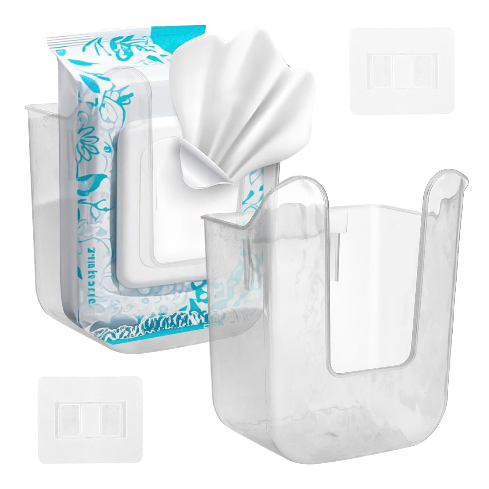 Photo 1 of 2Pcs Kitchen Wipes Holder Dispenser, Wall Mounted Wipe Container Clear Tissue Box Acrylic Wipes Container for Bathroom, Kitchen, Bedroom, Toilet, Home(COLOR:clear)