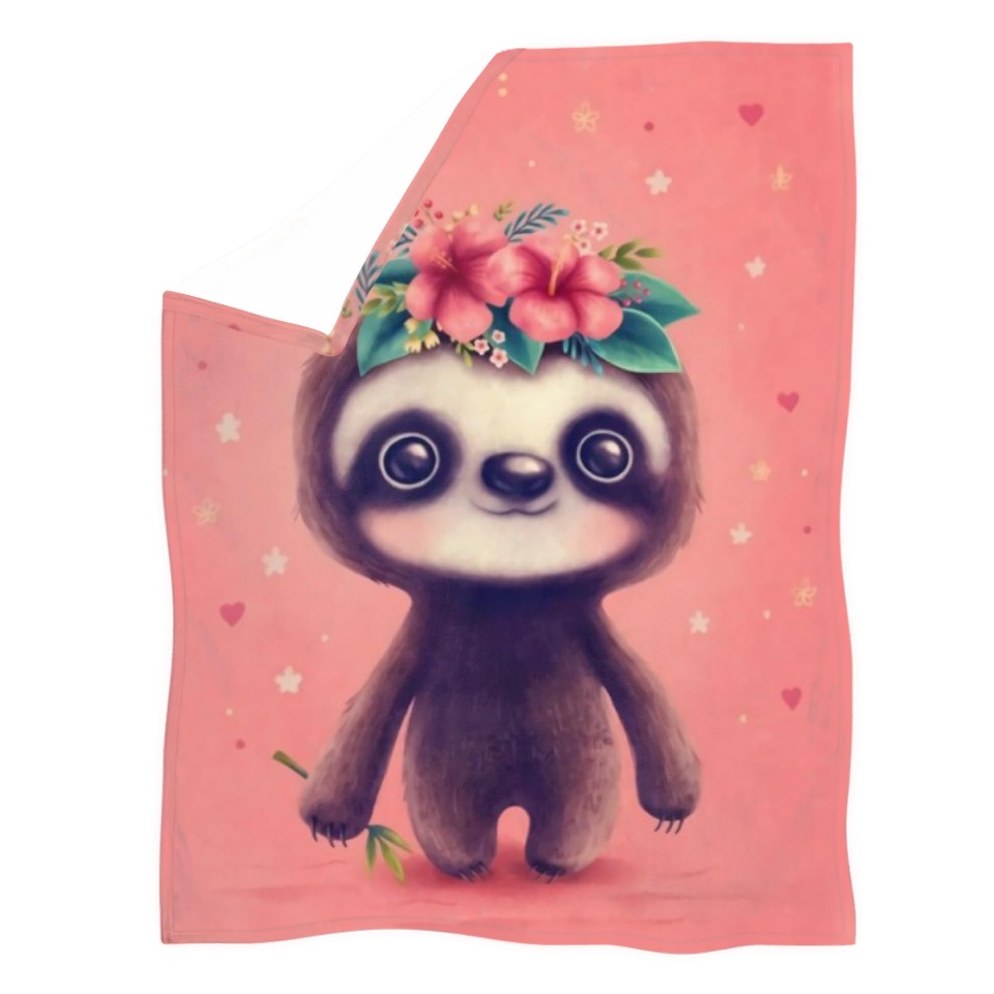 chaqlin Cute Sloth Blanket,flower funny Sloth Throw Blanket,Soft Cozy Flannel Blanket Fleece Blankets for Teen Kids Girls Boys Gifts Sofa School Decor,Sloth Gifts