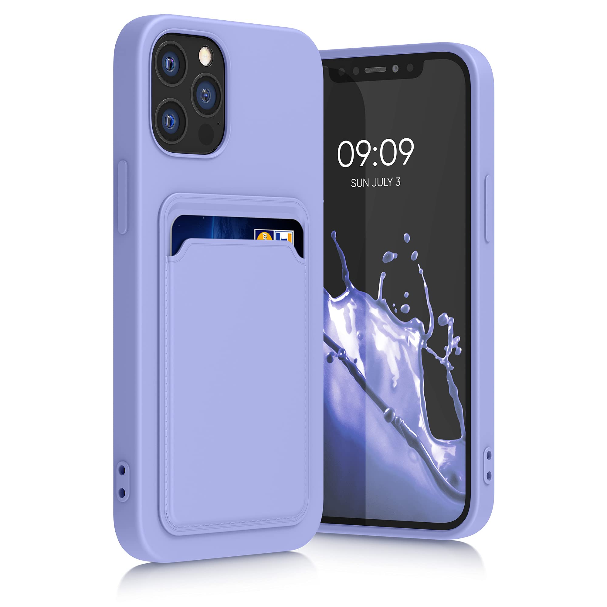 kwmobile Case Compatible with Apple iPhone 12 / iPhone 12 Pro Case - TPU Phone Cover with Credit Card Holder - Lavender — image 1
