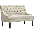 Yongqiang Settee Bench with Back Mini Couch for Dining Room Living Room Entryway Modern Upholstered Banquette Button Tufted Loveseat Sofa with Wood Legs Cream