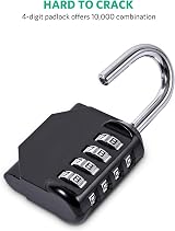 BeskooHome 4-Digit Outdoor Waterproof Padlock - Resettable Code Lock Black view 3