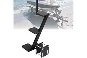3 Step Boat Trailer Steps,Heavy Duty Boat Steps with Handle Boat Ladder Trailer Tongue Step, Universal Fit for Bass Boat, Pon