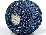 Petunia Navy Blue Silver Metallic Braid Thread - 20 Gram 207 Yards