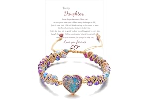 LIU JUN For Daughter - Love You Forever Jasper Heart Bracelet, You Are Always In Mine Heart From Mom Double Layer Natural Stone Beaded Wrap Adjustable inspirational Gift Jewelry