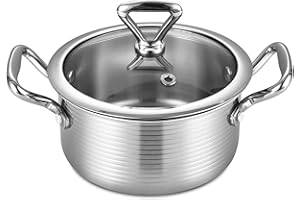 Inqibee 1.5 Quarts Tri-ply Stainless Steel Pot with Lid,Braiser Pan,Small Induction Cooking Pot,Heavy Duty,Dishwasher and Ove