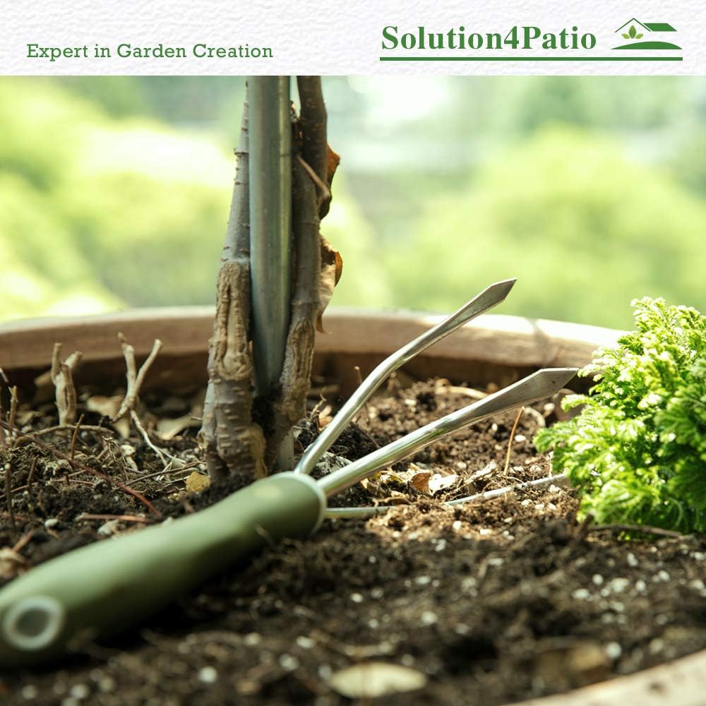 Homes Garden Bend-Proof Small Hand Cultivator 10.25" L x 3.5" W Stainless Steel Garden Hand Rake Tool 3 Claws PP & TPR Ergonomic Soft Handle Grip Non-Slip #G-2007-US : Garden & Outdoor