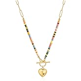 Aobei Pearl 18K Gold Plated Moon Star Lion Evil Eye Love Heart Cross Pendant Necklace Medallion Paperclip Chian Choker Layering Jewery for Women