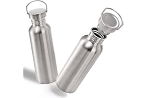 Yopay 2 Pack Stainless Steel Sports Water Bottles, 26OZ Single Walled 18/8 Stainless Steel Water Bottle with Handle, Uninsula