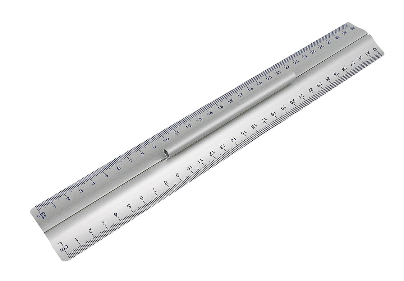 Wedo 0525235 Ruler Made of Aluminium 30 cm with Handle for Right and Left Handers with Slip-Proof Rubber Attachments